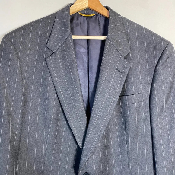 Hart Schaffner Marx Pinstripe Wool Sport Coat Dinner Jacket Blazer Men 44L Black - Picture 5 of 13